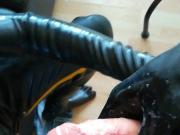 Spermfriend rubber cum on Dick and play with sperm
