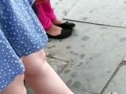 Candid feet - German girl with chubby legs