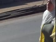 Arab mom with huge boobs walk in street