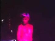 Lad dance on DJ table with hard cock