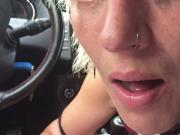 swallow cum in car