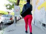 Big Ass Juicy Booty . Red Leggings 3