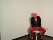 Red leggings dildo fun
