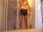 me in shower, with lycra undie