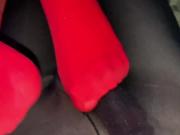 First Footjob in Nylon