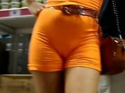 Casadinha de shortin laranja calcinha fincada Nice ass short
