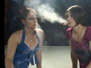 Two Brunette's Smoking