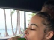 Ebony teen practices Deepthroat on a Cucumber