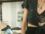 Little Transgirl Busts a Stong Nut on Her Mirror