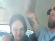 Wife blows on the road