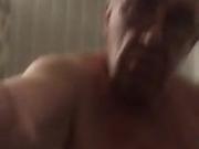 Russian 74 years old grandpa in bathroom