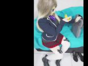 Masturbating in rubber kigurumi mask - school girl 1