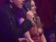 Liz Gillies shows her big tits on stage