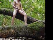 Cum shower in the forest