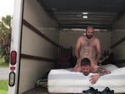 Hairy daddy fucks his boy in trailer