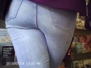 Little teen ass in tight jeans voyeur close up