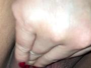 Christmas fuck. Girlfriends wet horny pussy and red nails