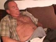 Handsome Hairy Daddy jacking off and cumming