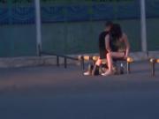 Couple gets frisky in the street