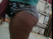 Creep Shots ebony with lots of cheeks hanging out in public