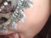 the mask girl sucking cum her mouth for money