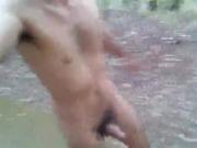 Exhibition Caught Naked and Jerking off the Road