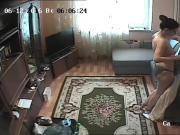 Hidden camera. Beautiful girl at home