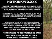 Hotkinkyjo forest walk end with two men fists in ass at once