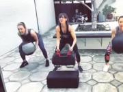 Alison Brie, Molly McQueen, Minka Kelly working out