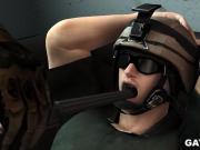 3D cartoon soldier gets fucked in the ass by an ebony hunk