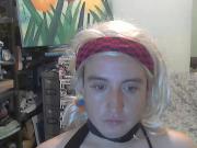 Geek shy blonde teen girl first time on webcam kisses dildo