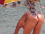 Topless at the beach voyeur OON only one naked 4