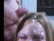 Teen covered in cum