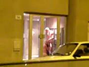 Two guys having fun in the stairwell at night