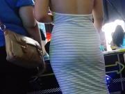 Candid sexy ass red bone in tight dress 2.