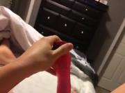 Playing with pink vibrator