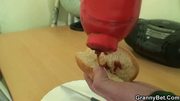 Nice hot-dog for fat granny