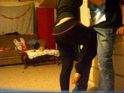 Ballbusting - Teen Knee Grinding Balls in Tight Yoga Pants