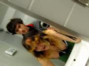 Emo couple fucking in public bathroom