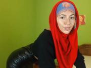 Muslimgirl in lovely leather skirt