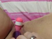 bbw girlfriend playing with two dildos