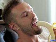 Ripped amateur jock tugging his dick at home