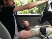 Jerking off and cumming while driving