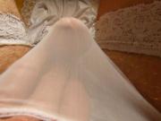 Crossdresser in silky white lingerie Thlin1030767