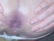 Gushing precum with leaking creampie