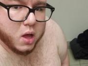 Fat Faggot Jerking and Cumming on Public Toilet