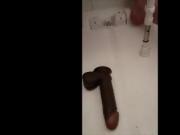 shower fun after sex with black dildo