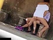 giving handjob to long dick big tits brunette babe two hands