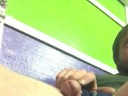 Playing with cock next to friend watching porn