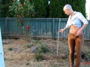 slave life Pants Pissing peeing outdoors